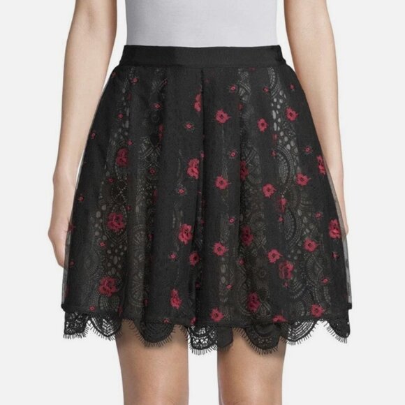 The Kooples Dresses & Skirts - BNWOT The Kooples Floral Black Lace Tulle Mini Skirt, Size FR 1 (S)